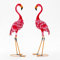 RELAX4LIFE Statue de Flamant Rose Lot de 2, Statue Jardin Extérieur avec Cadre Métallique & Surface Antirouille, Décoration Artistique pour Maison, Cour, Terrasse, Patio (Style 1)