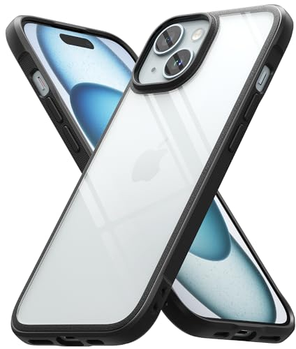 Ringke Fusion Bold [Shock Absorbent TPU Frame] Compatible with iPhone 15 Case, Anti Scratch Transparent PC Back with Protective Bumper Cover - Black