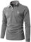 KUNJLELP Men's Regular-Fit Polo Shirt Long Sleeve Giraffe Embroidere Golf Polos 100% Cotton,Grey,XXXL
