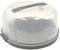 Optimal Products Large Round Transparent Cake Storage Carrier Box Container Clear Lockable Lid Cover 3 Multi Colour Kitchen (Grey & Clear Round)
