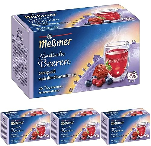 Meßmer Ländertee | Nordische Beeren | 20 Teebeutel | Glutenfrei | Laktosefrei | Vegan (Packung mit 4)