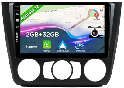BXLIYER 9 Zoll Android 12 Autoradio für BMW 1 Series E81/E82/E87/E88 (2004-2012) - Rückfahrkamera KOSTENLOS - 2G+32G - 2 Din - DAB Lenkradsteuerung WiFi Carplay Android Auto DSP Split-Screen Bluetooth