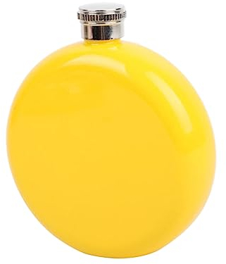 HOMSFOU Flat Lid Hip Flask Stainless Steel Whiskey Bottle Leakproof Pocket Flask Compact and Portable Yellow for Men Women