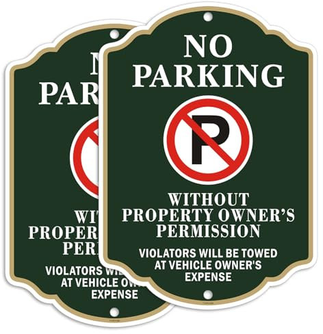 Yuzkouge No Parking Sign, Violators Will Be to Towed at Vehicle Owner’s Expense - 2 Pack, 12” x 18” Rust Free Aluminum Sign, Weatherproof, Fade Resistant