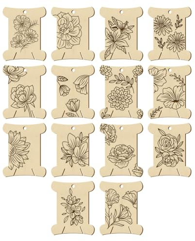 nbeads 14 Stück 14 Stile Holzfadenwickelbretter, Fadenwickelplatte Mit Blumenmuster Fadenspulen-Organizer Nähgarn-Wickelkarte Für Stickerei Kreuzstich Nähen Basteln