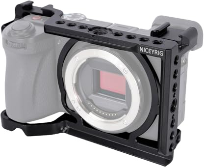 NICEYRIG Camera Cage for Sony A6700,QD Hole,NATO Rails and Cold Shoe Mount | sony a6700 camera cage, a6700 cage with nato rail, mirrorless camera cage