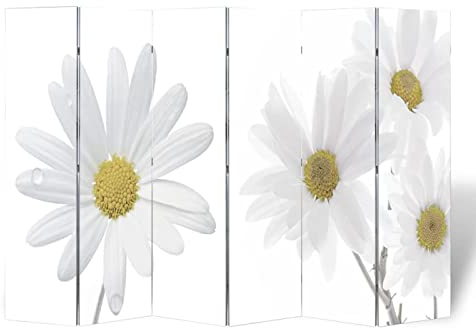 Gecheer Zusammenklappen Foto-Paravent Trennwand Raumteiler Wand Strand doppelseitig Dekoration 217 x 170 cm (B x H) Mit Aufdruck Bedruckt,Faltbar Sichtschutz Stellwand,Massives Tannenholz