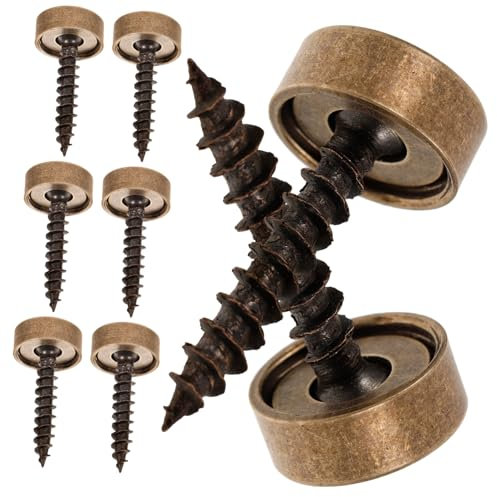 jojofuny 8 StüCk Dekorative Messingschrauben Mit Kappen, Selbstschneidende Schrauben, Antike Bronze, 12mm, FüR Spiegel Und MöBel, Schraubenabdeckung, Zierschrauben FüR Heimdekoration