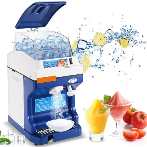 MQL-HDX Ice Crusher Commercial Ice Crusher Electric Ice Crusher Automatic Snow Cone Machine 1400Rpm Thickness Adjustable 44 Lbs/Hr Ice Crusher