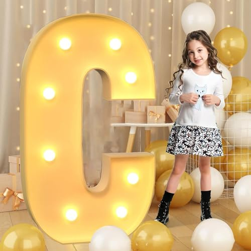 Syibelters Lettre C géante lumineuse à DEL de 120 cm, panneau lumineux en mosaïque pour chapiteau, lettres LED pour Saint-Valentin, anniversaire, Noël, Nouvel An