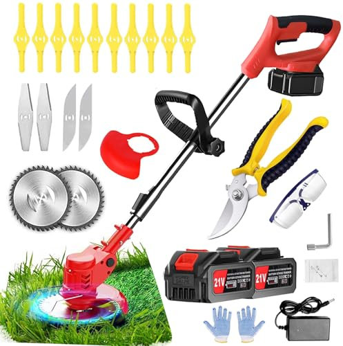 Garden Strimmer,Debrouissalleuses Batterie,Coupe Bordure sans Fil avec Batterie, Debrouissalleuse Electrique sans Fil