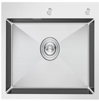 Bokaiya Fregadero Cepillado 40x45 Cm, Fregadero De Cocina De Acero Inoxidable, Fregadero De Un Seno Bajo Encimera, Fregadero De Cocina Rectangular, Fregadero De Un Seno Con Sifón 40x45x20cm
