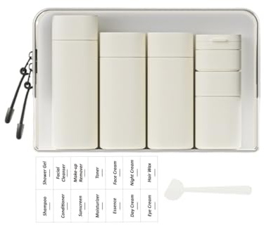 Sprigold 5 Pack Brief and Fashion Travel Bottles TSA Approved, BPA Free Travel Size Travel Containers Refillable Squeeze Bottles for Cosmetic Shampoo Cream Conditioner… (Nordic White)