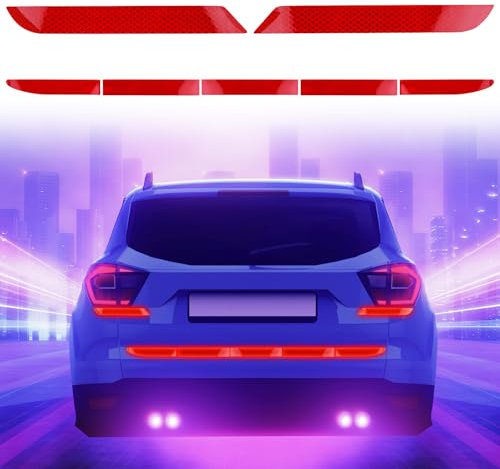 7 Stücke Nachtsichtbarkeit Selbstklebend Reflektorband, Universal für Auto Starke Reflektierende Aufkleber, Rot Starke Reflektierende Streifen Aufkleber, Sicherheitswarnaufkleber für Auto Kofferraum