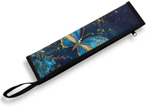 COEQINE Reiseutensilien-Organizer, Motiv: Aqua Butterfly mit blauem Blumenmuster, maschinenwaschbar, leicht, Reisezubehör, Messer, Gabel, Löffel, Organizer