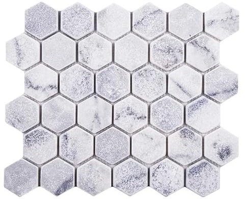 Piastrella a mosaico marmo pietra naturale 2 Hexagon Carrara antico marmo mosaico piastrelle di marmo per pavimenti pareti bagno WC doccia cucina specchio piastrelle rivestimento take