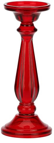 rituali domestici - Bougeoir M Rouge en Verre, Ø10 cm, Profondeur 30 cm, Collection Illumino