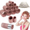 Sondeng 34 Stück Lockenwickler mit Klammern, Aluminiumfolie Wärmeleitfähigkeit Haarwickler Groß Klein Selbsthaftend Lockenwickler Über Nacht Klettwickler locken ohne hitze Hair Rollers