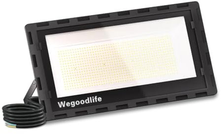 Wegoodlife Projecteur LED d'extérieur 600 W - Super lumineux - 60 000 lm - 6500 K - Blanc froid - Étanche IP66 - Câble de 50 cm - Pas de prise - Pour jardin, cour, couloir
