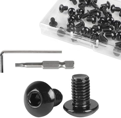 SUPAWAY 50 Tornillos de Cabeza de Botón M5 x 8 mm Tornillos de Acero Inoxidable 304 con Recubrimiento de Óxido Negro ISO 7380 Pernos de Cabeza Redonda con Llave Allen para Tornillos de Máquina