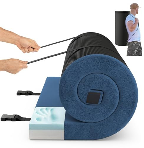 COSTWAY Memory-Schaum Camping Matratze, aufrollbare Campingmatte mit wasserdichter Beschichtung, Rutschfester Unterseite & Tragetasche, Bodenmatratze, Schlafmatte, Schlafmatratze