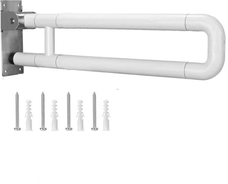 NEWFUN WC Haltegriff, Haltegriff Toilette, Behinderten WC Haltegriff, Klappbarer Toilettenhandlauf, 60 CM, Belastbarkeit 300-350 KG, Rutschfester Handlaufstab, Rutschfest in Bad und Toilette