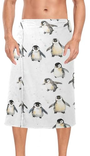 linqin Herren-Duschtuch mit niedlichem Pinguin-Motiv, tragbar, 152,4 x 71,1 cm, Frottee-Duschtuch für Sauna, Fitnessstudio, Dusche