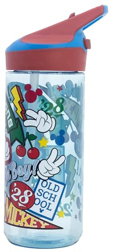 STOR Kinder Trinkflasche Micky Maus 620ml Tritan Wiederverwendbar mit Automatischem Klappdeckel BPA Frei