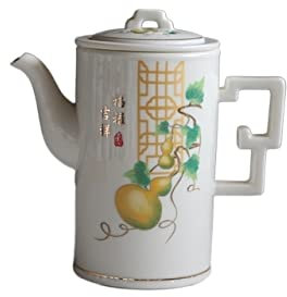 SBCGFY Tetera de Porcelana Blanca Retro Creativa de 500 ml, Hecha a Mano con Filtro de Porcelana Blanca, Juego de té para el hogar, Tetera Individual(B 500 ml)