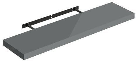 WOLTU Floating Shelf, High Gloss Gray Shelf for Wall with Strong Bracket, Wall Storage Shelf for Bedroom, Living Room, Office, Bathroom, Kitchen, MDF, 80x22.9x3.8cm