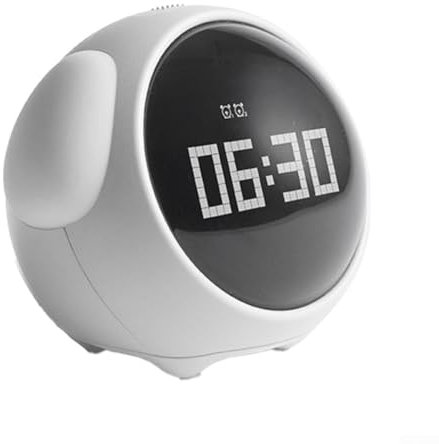 Reloj despertador, reloj despertador digital, alarma digital de entrenamiento del sueño, pantalla de expresión diversa, control de voz táctil, 11 cm x 10 cm x 9 cm