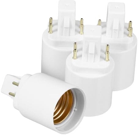 Mobestech Bulb Holder Converter 4 Pin Light Socket to Plug Adapter G24q to E27 Led Light Bulbs Compatible Easy Install for Home/office