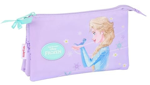 Safta Frozen Spirit - Portatodo Triple, Estuche Infantil, Estuche Niño, Ideal para Niños en Edad Escolar, Cómodo y Versátil, Calidad y Resistencia, 22x3x12 cm