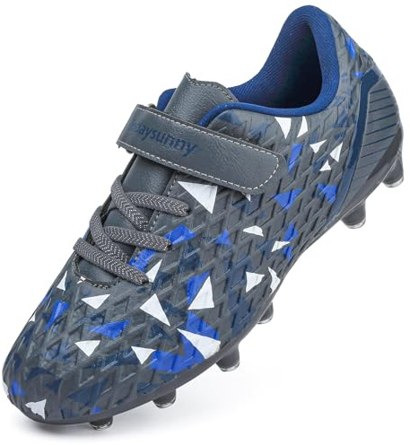 Kids Football Boots Boys AG/FG Football Shoes Girls Rugby Boots Soccer Shoes Soccer & Rugby, Unisex Indoor/Outdoor Training & Running Sneakers Gray