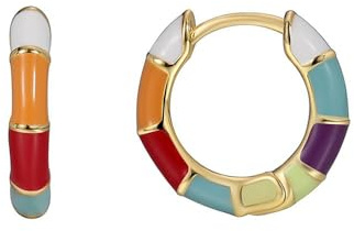 PHNIBIRD Bunte Ohrringe Creolen 18K Vergoldet 15mm Klein Creolen für Partys | 18K Vergoldet,Hypoallergen,Langlebig,Leicht,Sicherer Verschluss,für den Alltag,Mottopartys,Resin-Schmuck,Bunt Gold Ohrringe