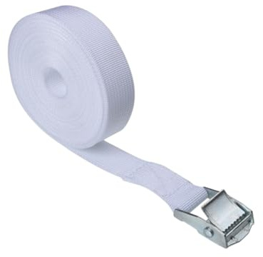 1 Stück Zurrgurt Spanngurt Befestigungsgurt Befestigungsriemen Zinklegierung Schnallenriemen Polypropylen Umreifungsband Spannbänder für Camping Gepäckpakete Transport,Weiß,2.5cmx150cm