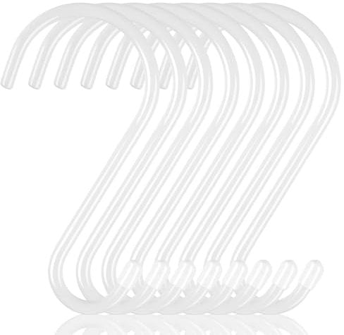 RVLZKCPG 8 Stück S Haken Groß, 15cm Haken zum Einhängen Belastbar bis 30kg S-haken Weiß Vinylbeschichtet Schwerlasthaken Metallhaken Anti-Rost Hakens für Küche Badezimmer Schlafzimmer Büro