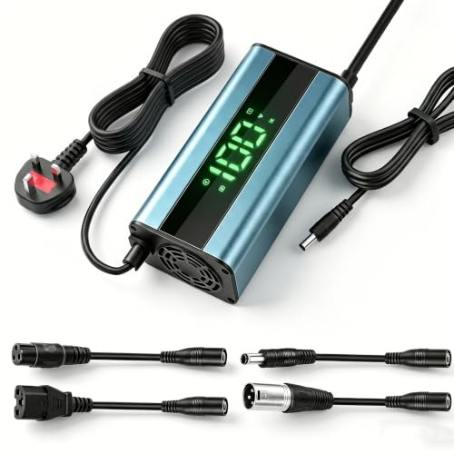UMIQI SGS Certified 54.6V 2A Electric Scooter Charger, ED Charging Display | 54.6V 2A Charger for Hoverboard with 5 Connectors, Universal Charger for All 48V Lithium Batteries, Fast Charging