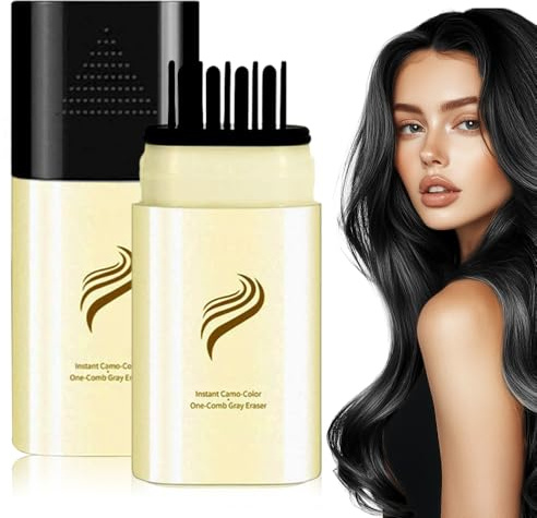 2-in-1 Hair Color Stick & Comb,2025 Graue Haare Abdecken für Frauen und Männer, Natürlich Ansatzfarbe Wasserdicht und schweißdicht für Alle Haartypen (Schwarz)