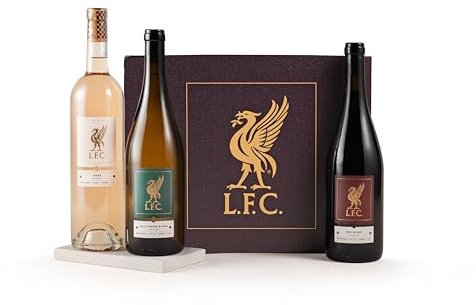 Official Liverpool FC Wine Gifts (Red, White & Rosé) – 3 x 750ml Bottles with Gift Box – Exclusive Wine Gift Set – Touriga Nacional Blend, Sauvignon Blanc, and Grenache Blend (10.5-13% ABV)