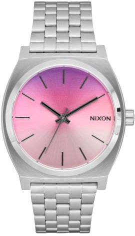 Nixon Herren Armbanduhr TIME Teller mit silberfarbigem Edelstahlarmband, 10 Bar, Gehäusedurchmesser: 37 mm, A045-5356-00