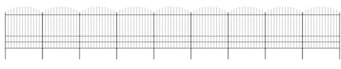 Gartenzaun mit Speerspitze, Stahl, 15,3 m lang, 175-200 cm hoch, Schwarz, für Grundstücksabgrenzung und Privatsphäre im Außenbereich