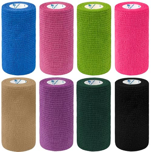 8 Rolls Self Adhesive Bandage 4 inch Wide Self Adherent Cohesive Bandages | 10cm x 4.5m Elastic Breathable Self Adhesive Bandage for Sports and Stretch Athletic,Pet Vet Wrap for Horse