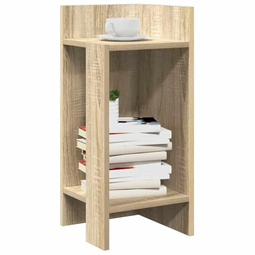 PUGYNBK Beistelltische 2 STK. mit Ablage Sonoma-Eiche 25,5x27x60 cm, Ecktisch aus Holzwerkstoff, moderner Beistelltisch mit offenen Fächern für Bücher und Deko, Pflegeleichte Oberfläche,