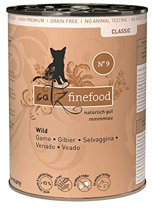 catz finefood N° 9 Wild Feinkost Katzenfutter nass, verfeinert mit Kartoffel & Preiselbeere, 6 x 400g Dosen