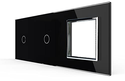 LIVOLO 3-fache Glas Touchlichtschalter Blende 2 Schwarz Glasrahmen Panel für eine Steckdose und Touch Schalter VL-C7-C1-C1-SR-12 LIVOLO