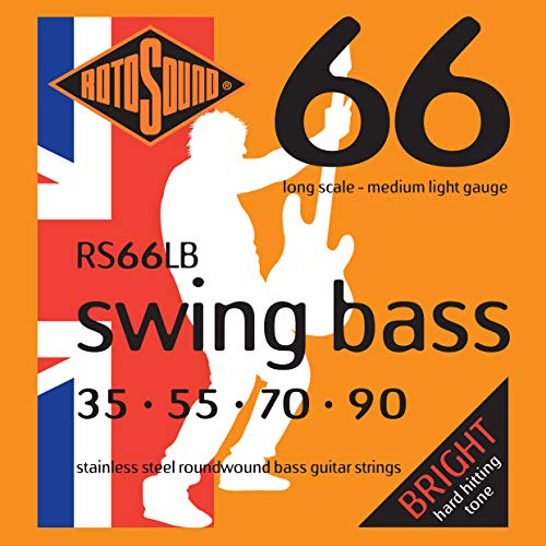 Rotosound Cuerdas para bajo eléctrico SWING 66 STAINLESS SETS 4-Cuerdas RS66LB Acero inoxidable Medium Light 35-90