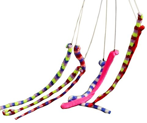 Toyland® Cat Toy/Dog Toy Coloured Wiggly Worm on Bendable Stick