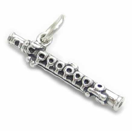 Flöte Sterling Silber Charm .925 x 1 Musikflöten Charms