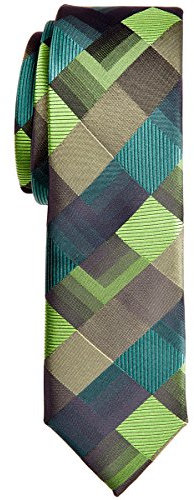 Retreez Herren Prämie Schmale Gewebte Krawatte Geometrisches Muster 5 cm - grün